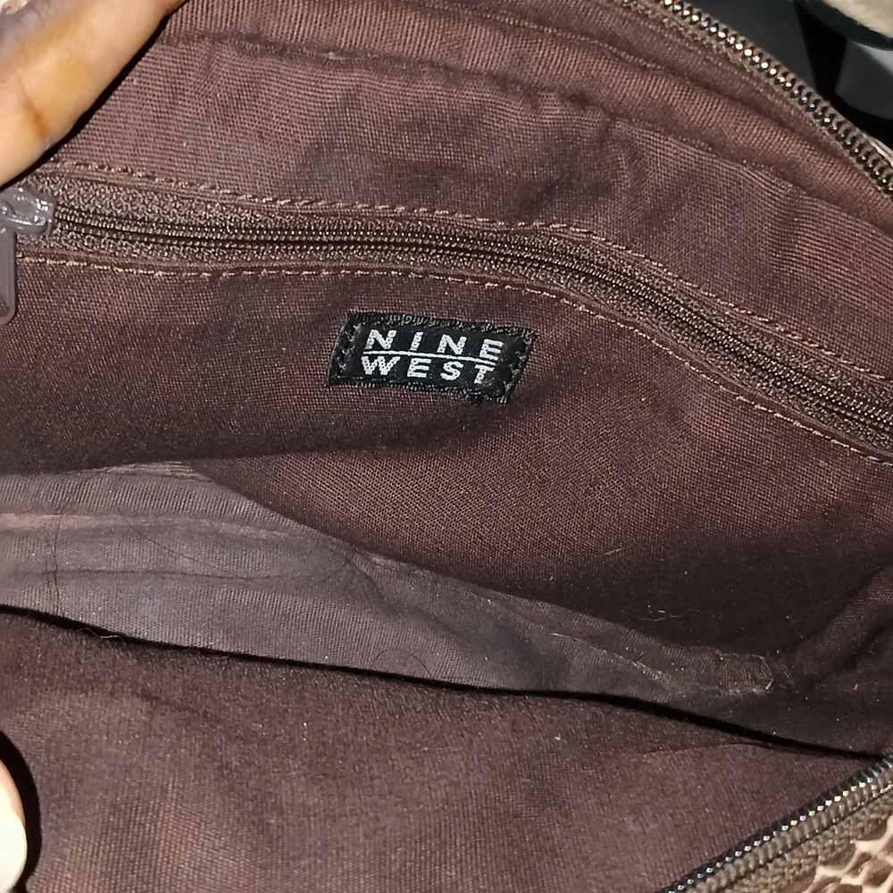 Nine West Chocolate& Cream Brown Pouch Cosmetics Bag